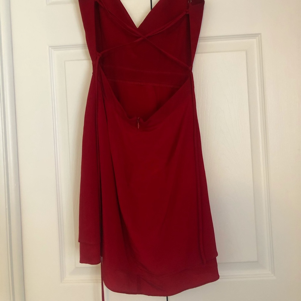 Sexy red dress with detailed back with ties